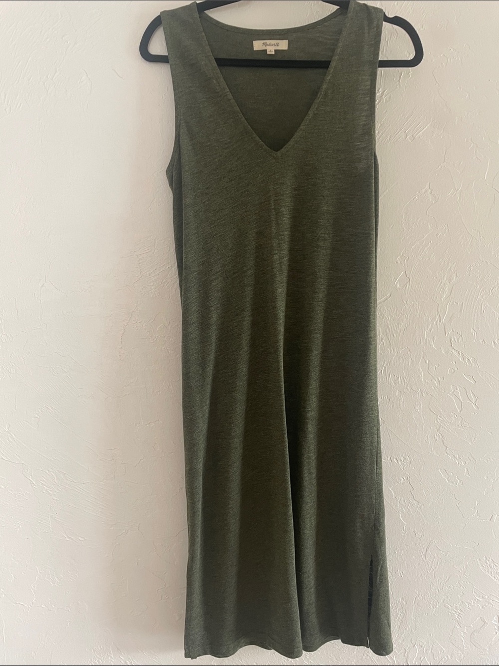 Madewell Sleeveless Midi Dress in Olive Heather